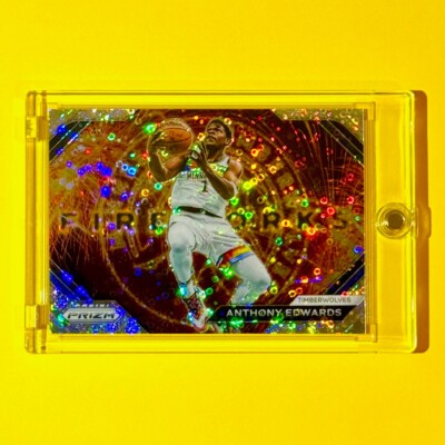 Anthony Edwards RARE SILVER DISCO REFRACTOR PANINI PRIZM FIREWORKS T-WOLVES MINT