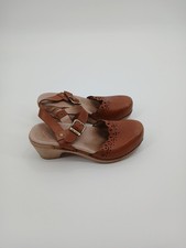Dansko Marta Brown Leather Clogs Womens Size 36 6 Ankle Strap