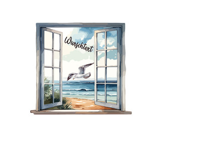 Fensterausblick mit Möwe und Meer Wandtattoo/Autoaufkleber Wohnzimmer-Esszimmer