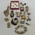 VTG Animal Pins/Brooches/Bracelet Costume Jewelry Lot of 24 - Joan Rivers, Avon