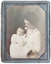 Antique 3x4 Photo Mother Holding Baby Early 1900s Mounted Portrait