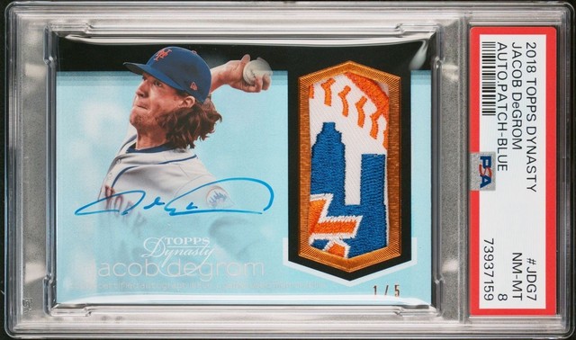 JACOB DEGROM 2018 TOPPS DYNASTY GAME-USED METS JERSEY LOGO PATCH AUTO 1/5