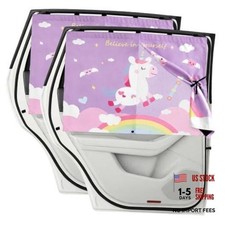 Car Window Shade for Baby Pack Magnetic Double Layer Cute Unicorn 2 Purple Rear