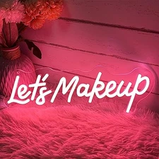 Lets Makeup Neon Sign For Spa Beauty Room Nail Brows Lashed Salon F-Lets Makeup