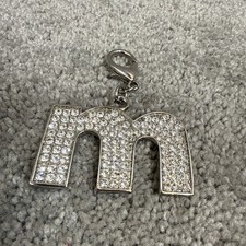 Crystal Keychain Alphabet Initial Letter "M" Rhinestone/ Letter Pendant/ Unisex