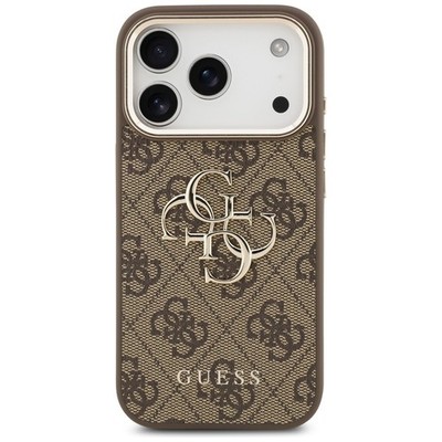Guess iPhone 17 Pro Hülle Case Cover Big 4G Classic Logo Gold Frame brown