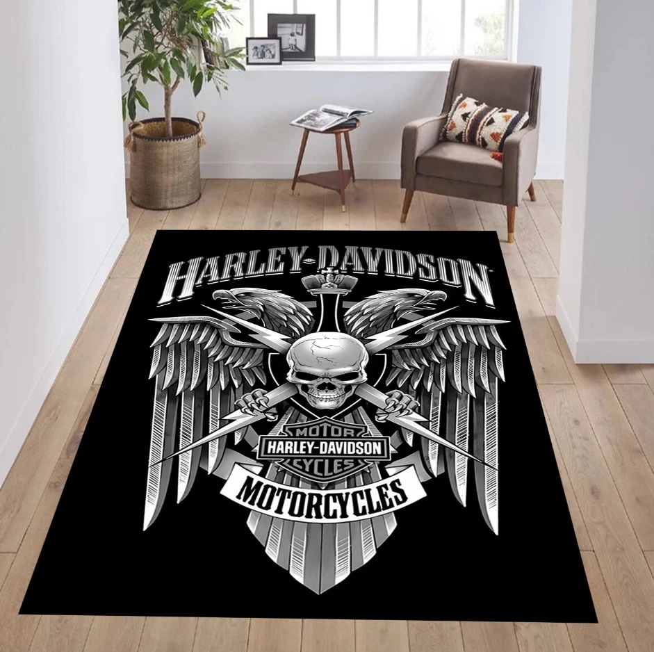 harley rug, biker rug, biker gift, motorcycle area rug