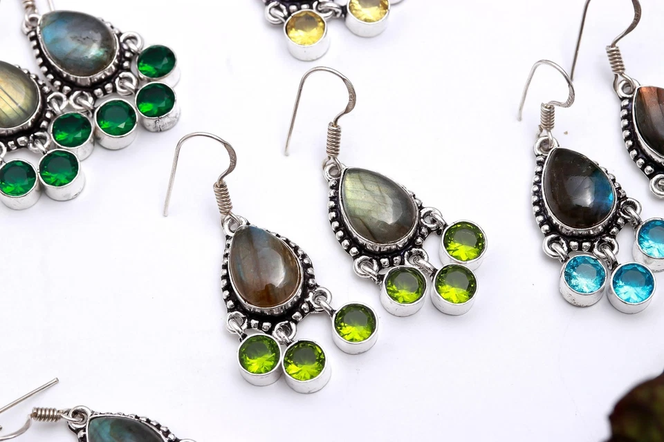 Labradorite With Mix Gemstone Wholesale Earring Jewelry Lot 925 Sterling Silver - Image 4 of 4