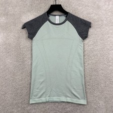 Ivivva Lululemon Shirt Girl Size 10 Green Gray Short Sleeve Pullover Performance