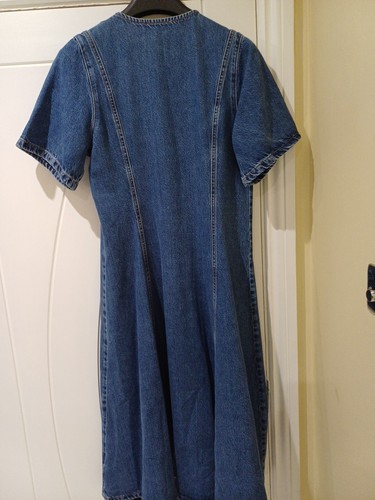 M&S Denim V-Neck Button Through Midi Skater Dress Size 12 REGULAR - Picture 6 of 12