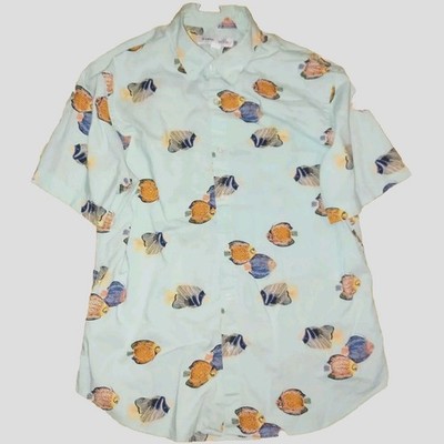 Old Navy Shortsleeve Button Up Fish Print Shirt - Men's Large