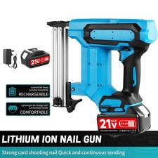 21V Heavy Duty Cordless Nail Gun Brad Nailer Straight Nailer + Battery & Charger