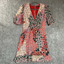 Zara Trafaluc Collection Dress Juniors Small Red Floral Patchwork Boho Festival*