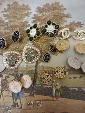 Lot Of 16 Stamped Designer Button Chanel Button Gold Silver Tone 