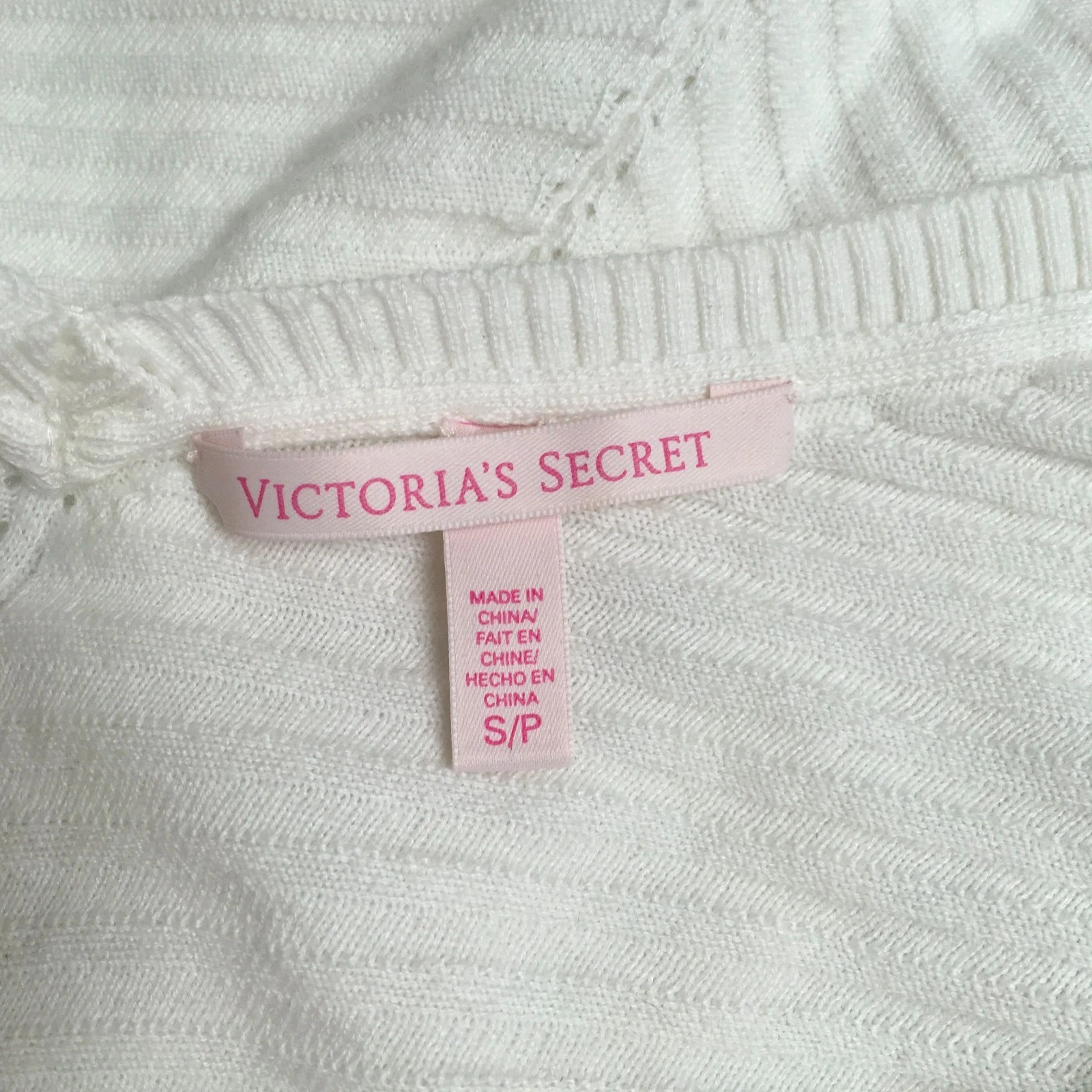 UNDERCOVER Abito maglione Victorias Secret bianco manica lunga costina cotone cashmere bodycon XS