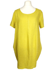 Made in Italy Linen Balloon Dress One Size Citrine Yellow Side Pockets Lagenlook