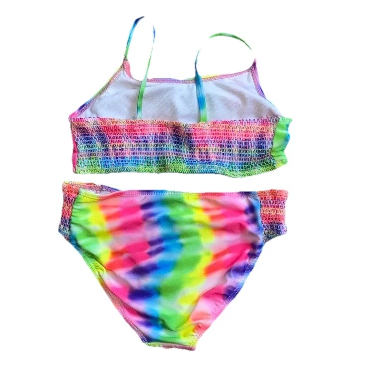 Juicy Couture 2-Piece Swimsuit Girls Size 8 Glam Colorful Rainbow Tie Dye - Image 2 of 4