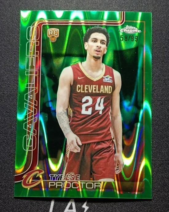 Tyrese Proctor 2025-26 Topps Chrome RC Green Raywave /99 #300