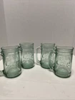 Set of 4 Vintage COCA-COLA Green Glass Coke Mugs Stein w/ Handle 16 oz Heavy