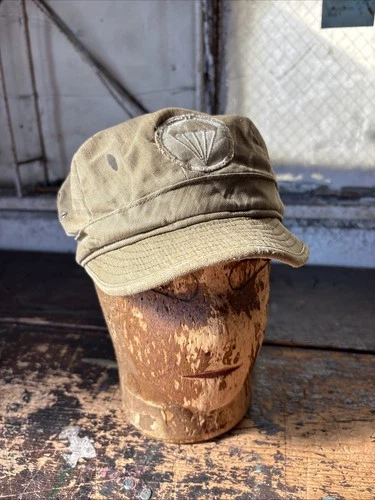 Vintage Ww2 Era Hbt Utility Cap Hat Paratrooper Patch Military 1940s Army