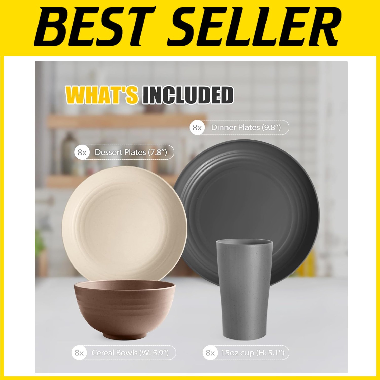 Bright & Sturdy Outdoor Dinnerware Set, Service for 8