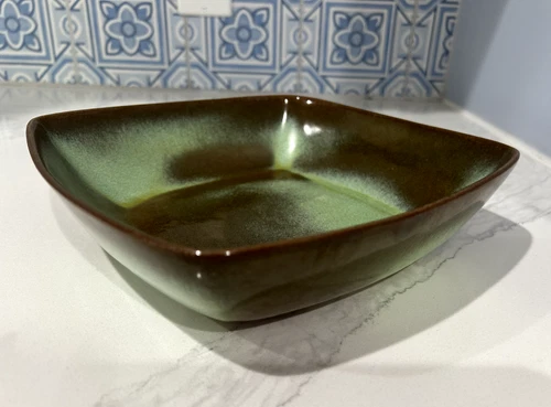 Frankoma Pottery 5NS Square Prairie Green Serving Bowl