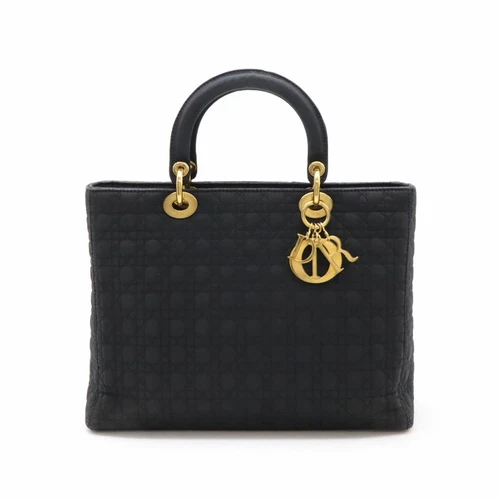 Christian Dior Lady Cannage sac à main fourre tout nylon cuir noir GZl17ngj