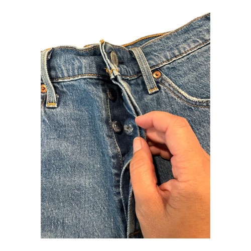 Levis 501 Denim Shorts High Waisted Button Fly Distressed Blue W29 - Picture 2 of 5