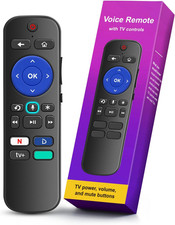 Voice Remote Control for Roku TV, Audio Devices, Most Players - 4 Shortcuts