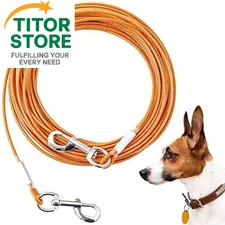Dog Tie Out Cable,20ft Lead-Heavy Duty Cable 125Ibs 20ft, Orange 