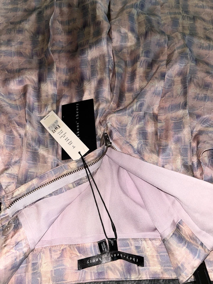 Theyskens' Theory Women’s Silk Button Pants In Pastel Women’s Size 4 Brand New Foto 3 de 4