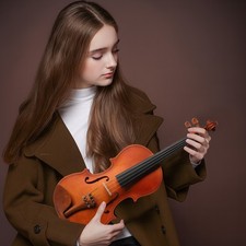 Glarry 4/4 Size Natural Violin Fiddle Case Bow Rosin Shoulder Rest String Tuner