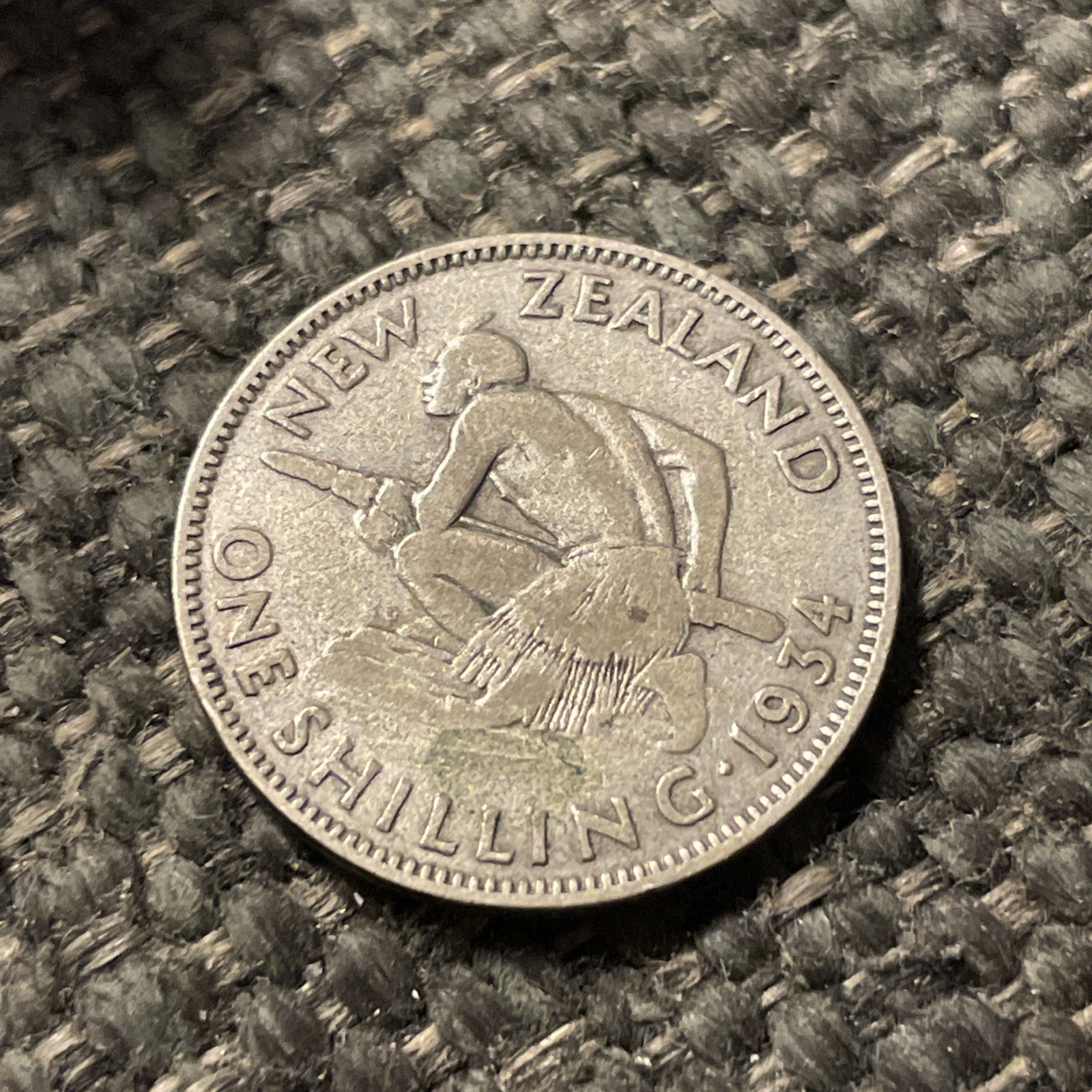 1934 New Zealand One Shilling Silver Coin