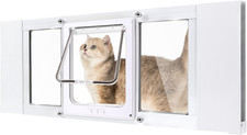 Cat Door for Window, 3Min No-Damage Quick Install, Fits 27"-32" Width Windows,No