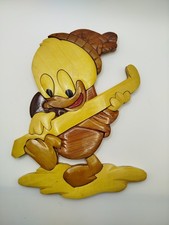 Vintage Hand Made Wood Disney Donald Duck Wall Hanging Decoration Plaque Retro