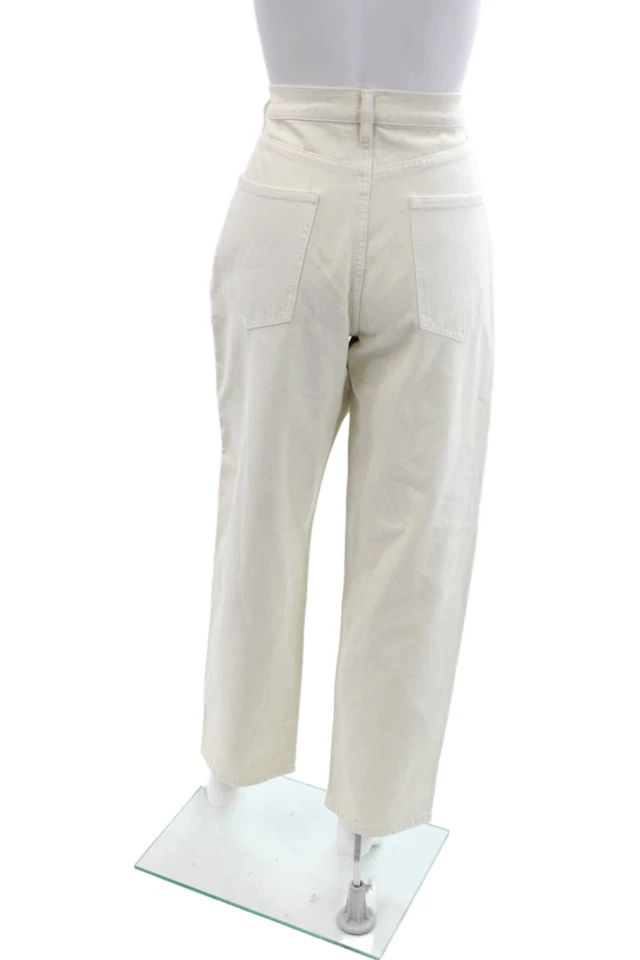 Tory Burch Women Cropped Pants White 100% Cotton High Rise Size 31 - Image 3 of 4