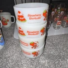 4 Vintage STRAWBERRY SHORTCAKE Anchor Hocking Fire King Milk Glass Bowls 1980