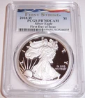 2018-W $1 PCGS PR70DCAM First Day Issue FDI Ribbon Silver Proof American Eagle!!