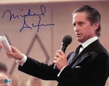 Michael Douglas Signed Autograph Wall Street 11X14 Photo BAS Beckett