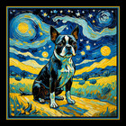 Boston Terrier Starry Night Large Refrigerator Magnet