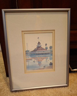 JOHN YATO ART PRINT FRAMED, BOATHOUSE OF CORONADO II