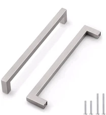 Probrico Cabinet Door Handles Pulls 5-Pack Stainless Steel Square Brush Satin 