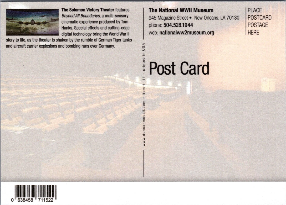 New National WWII Museum Postcard Solomon Victory Theater Exterior