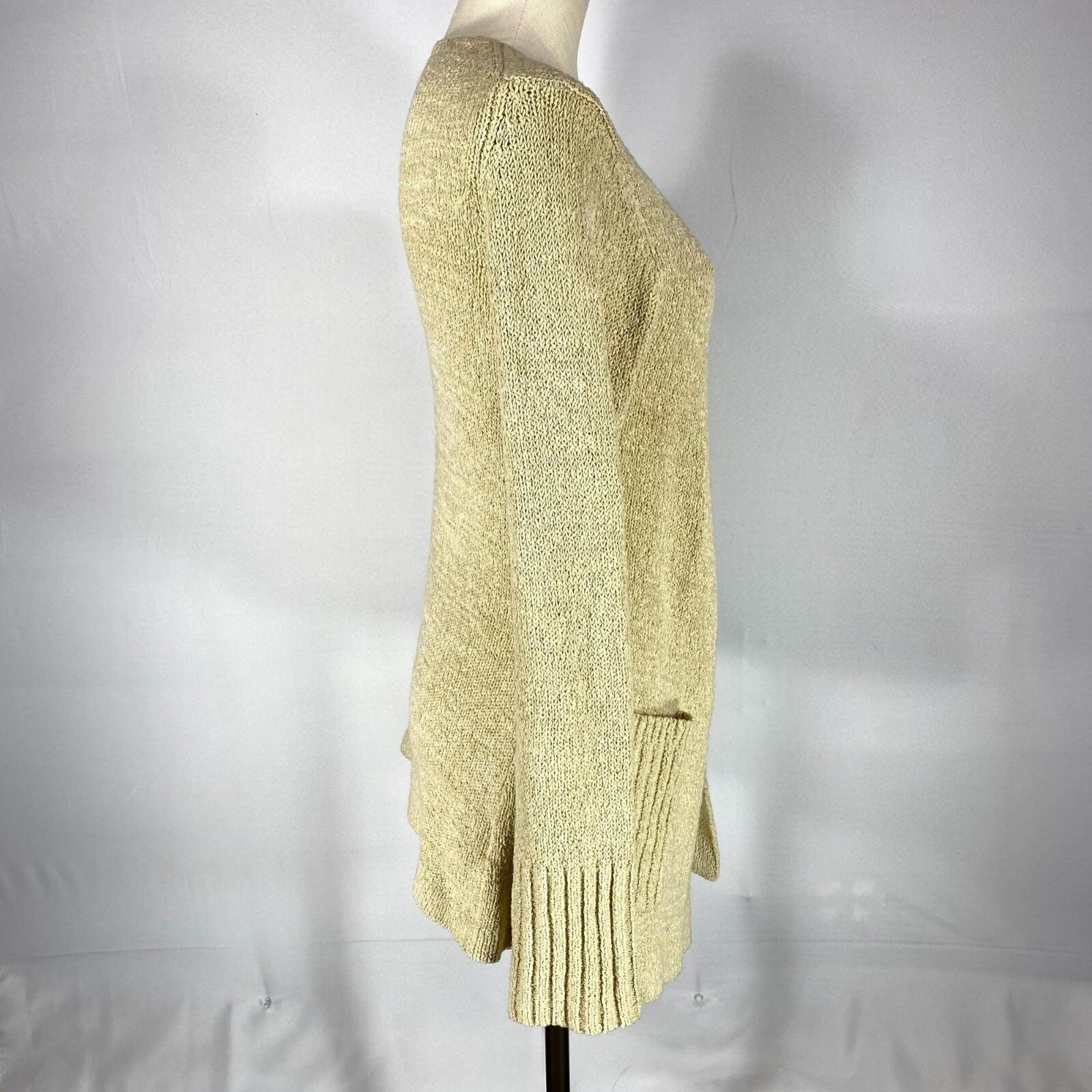 Max Studio Women's Size Small Beige Open Front Knit Cardigan Sweater