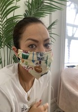 Multi Holiday Cocktails Fabric Face mask cotton hand made Great One Of Kind