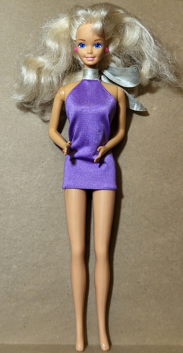 Vintage 80's 90's Blonde Barbie Doll purple dress party outfit 💜 VGUC C193