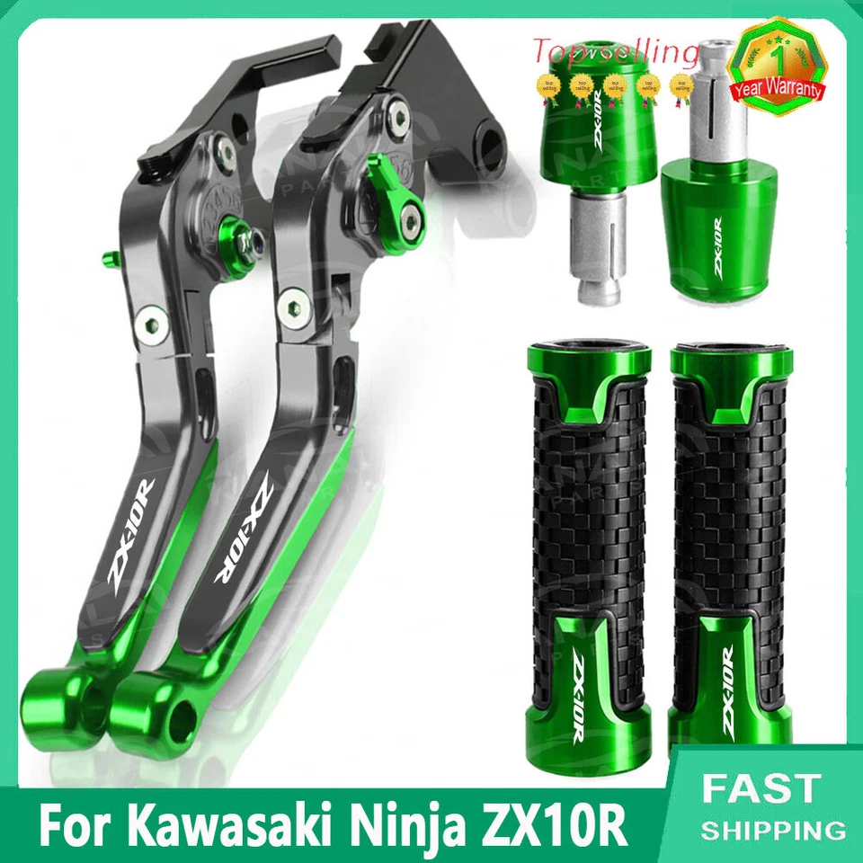 New For Kawasaki Ninja ZX10R CNC Motorcycle Brake Clutch Levers Handle Grips Set Foto 2 de 4