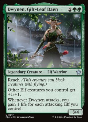 x4 Dwynen, Gilt-Leaf Daen - Foil U MTG Foundations M/NM, English
