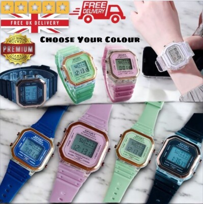 Uhrenarmband Silikon Digital Sport Wasserdicht Geschenk Armbanduhr Multifunktion UK