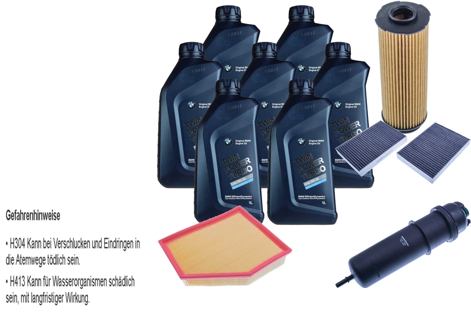 BMW-ORIGINAL, DENCKERMANN Inspektionspaket 5W-30 LONGLIFE 04 Twin Power Turbo 7L für BMW 5er Touring 530d